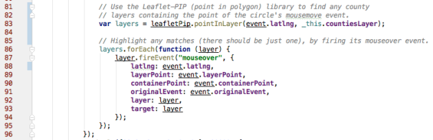 Using leaflet-pip.pointInLayer